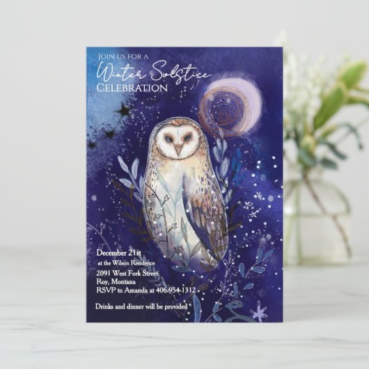 Magical Barn Owl Winter Solstice Celebration  Kaart (Staand voorkant)