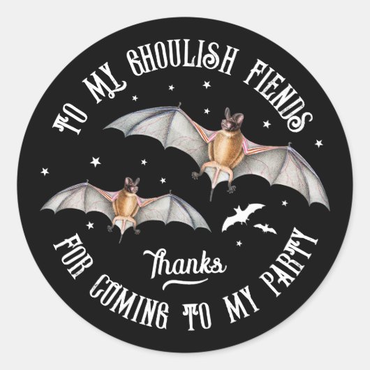 Magical Bats Gothic Halloween Party Ronde Sticker (Voorkant)