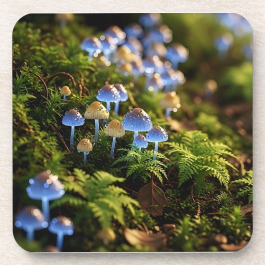 Magical Bioluminescent Fungi - Deep Forest Bier Onderzetter (Voorkant)
