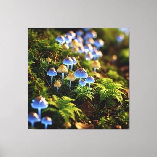 Magical Bioluminescent Fungi - Deep Forest Canvas Afdruk (Voorkant)