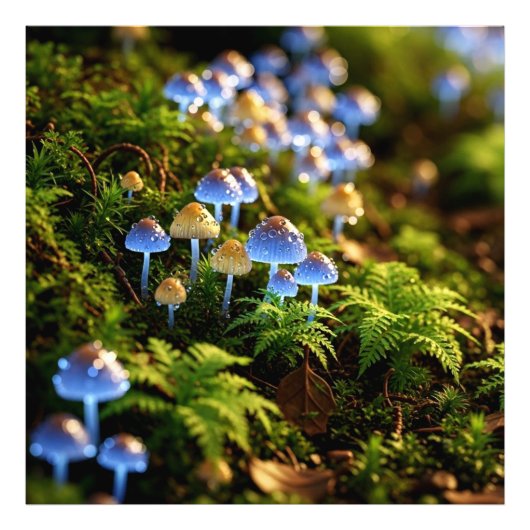 Magical Bioluminescent Fungi - Deep Forest Foto Afdruk (Voorkant)