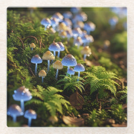 Magical Bioluminescent Fungi - Deep Forest Glazen Onderzetter
