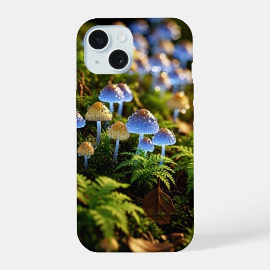 Magical Bioluminescent Fungi - Deep Forest iPhone 15 Case (Achterkant)