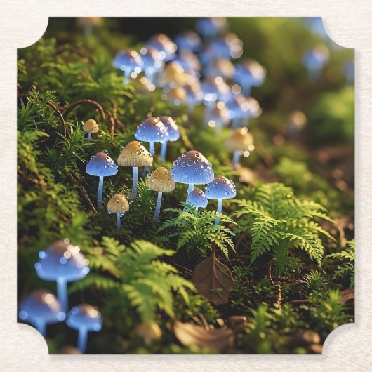 Magical Bioluminescent Fungi - Deep Forest Kartonnen Onderzetters (Voorkant)