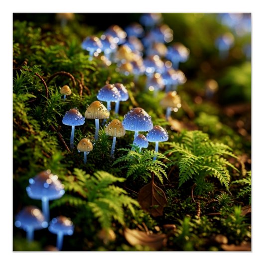 Magical Bioluminescent Fungi - Deep Forest Perfect Poster (Voorkant)