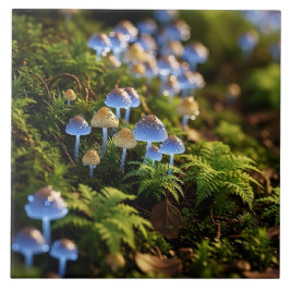 Magical Bioluminescent Fungi - Deep Forest Tegeltje