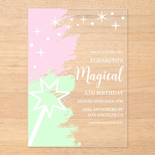 Magical Birthday Acryl Uitnodigingen (Voorkant)