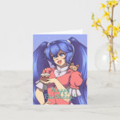Magical Birthday Anime Girl Kaart (Gele Bloem)
