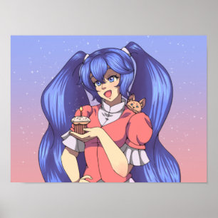 Magical Birthday Anime Girl Poster