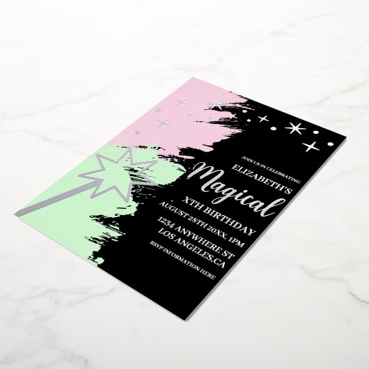 Magical Birthday Folie Uitnodiging (Gedraaid)