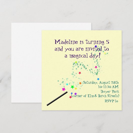 Magical Birthday Invitation 3 Kaart (Voorkant / Achterkant)