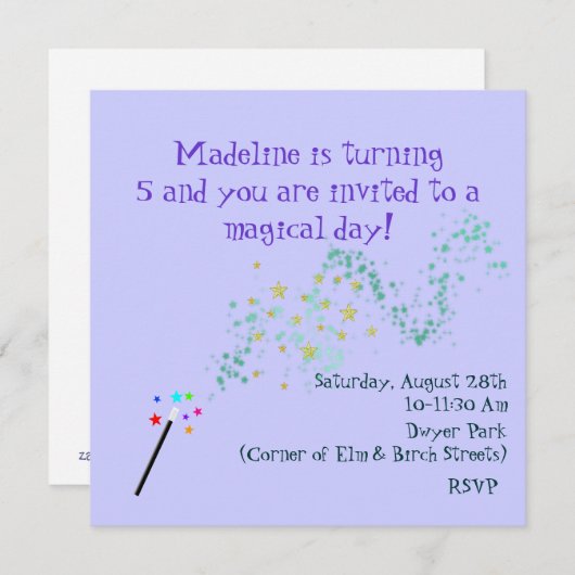 Magical Birthday Invitation Kaart (Voorkant / Achterkant)