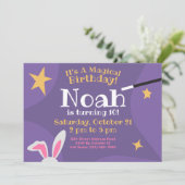 Magical Birthday Invitation - Paarse Bunny Ears Kaart (Staand voorkant)