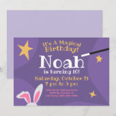 Magical Birthday Invitation - Paarse Bunny Ears Kaart (Voorkant / Achterkant)