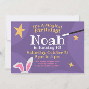 Magical Birthday Invitation - Paarse Bunny Ears Kaart