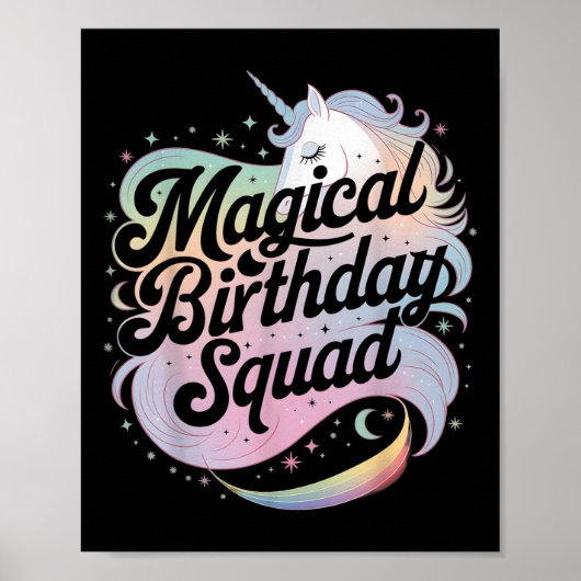 Magical Birthday Squad Eenhoorn Party Fun Poster (Voorkant)