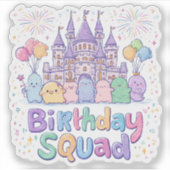 Magical Birthday Squad Shirt | Fantasy Castle Cele Sticker (Voorkant)