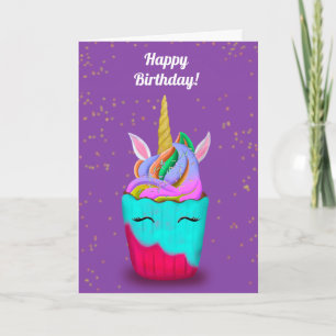 Magical Birthday Unicorn Cupcake Kaart