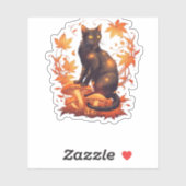 Magical Black Cat in Autumn Forest � Celestial Fal Sticker (Vel)