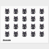 Magical Black Cat Kawaii Galaxy Tail Witchy Kat Ronde Sticker (Vel)