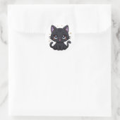 Magical Black Cat Kawaii Galaxy Tail Witchy Kat Ronde Sticker (Tas)