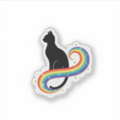 Magical Black Cat With Rainbow Tail Aesthetic  Sticker (Voorkant)