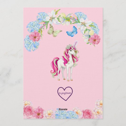 Magical Black Princess Unicorn Birthday Kaart (Achterkant)