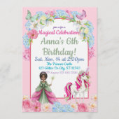 Magical Black Princess Unicorn Birthday Kaart (Voorkant)