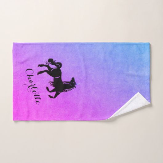 Magical Black Unicorn gradiënt Paars, persoonlijk Bad Handdoek (Handdoek)