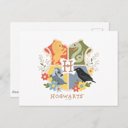 Magical Blooms HOGWARTS™ Crest Briefkaart (Voorkant / Achterkant)
