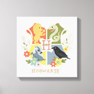 Magical Blooms HOGWARTS™ Crest Canvas Afdruk