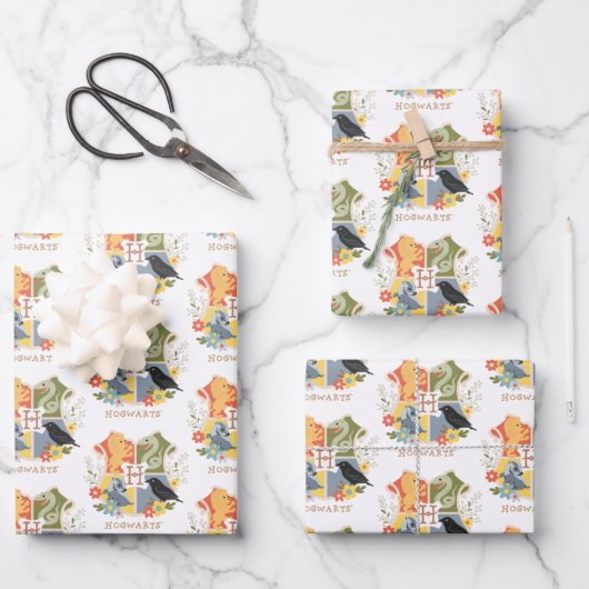 Magical Blooms HOGWARTS™ Crest Inpakpapier Vel (Voorkant)