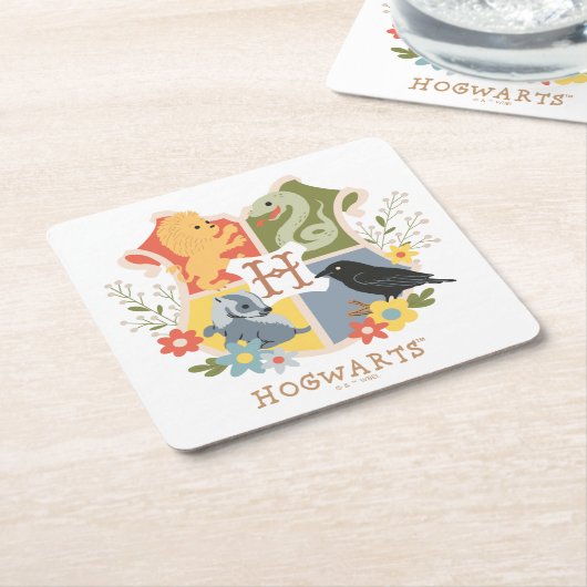 Magical Blooms HOGWARTS™ Crest Kartonnen Onderzetters (Schuin)