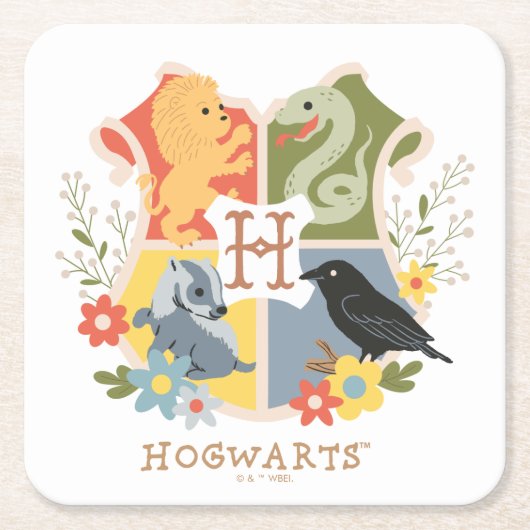 Magical Blooms HOGWARTS™ Crest Kartonnen Onderzetters (Voorkant)
