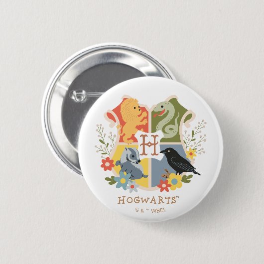 Magical Blooms HOGWARTS™ Crest Ronde Button 5,7 Cm (Voorkant /achterkant)