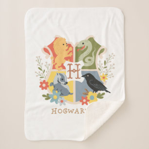 Magical Blooms HOGWARTS™ Crest Sherpa Deken
