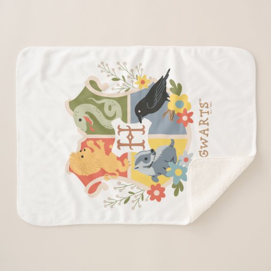 Magical Blooms HOGWARTS™ Crest Sherpa Deken (Voorkant (horizontaal))