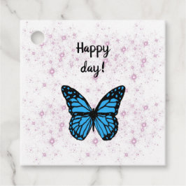 Magical blue butterfly pink glitter art bedankjes labels