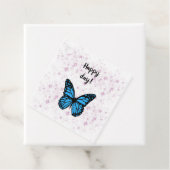 Magical blue butterfly pink glitter art bedankjes labels (In situ)