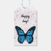 Magical blue butterfly pink glitter art cadeaulabel (Voorkant)