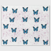 Magical blue butterfly pink glitter art  cadeaupapier (Vlak)