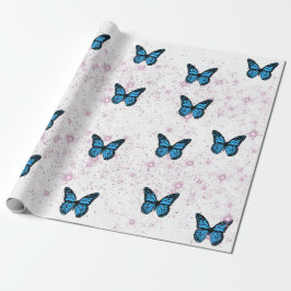 Magical blue butterfly pink glitter art  cadeaupapier