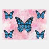 Magical blue butterfly pink glitter art inpakpapier vel (Voorkant 2)