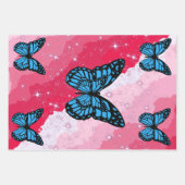 Magical blue butterfly pink glitter art inpakpapier vel (Voorkant)