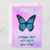 Magical blue butterfly pink glitter art kaart (Achterkant)