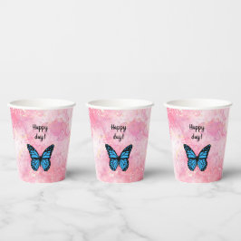 Magical blue butterfly pink glitter art papieren bekers