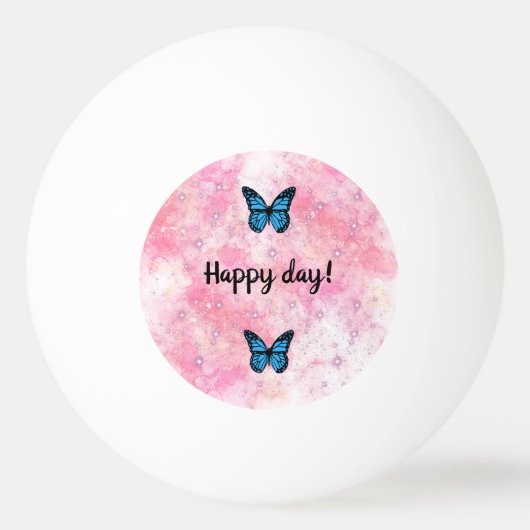 Magical blue butterfly pink glitter art pingpongbal (Voorkant)
