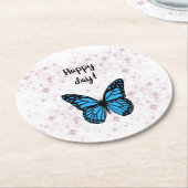 Magical blue butterfly pink glitter art ronde kartonnen onderzetter (Gebogen)