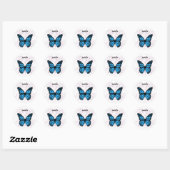 Magical blue butterfly pink glitter art ronde sticker (Vel)