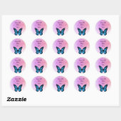 Magical blue butterfly pink glitter art ronde sticker (Vel)